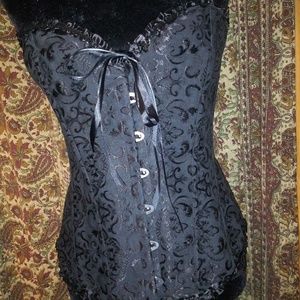 Sexy Black Corset w/Thong sz 3xl